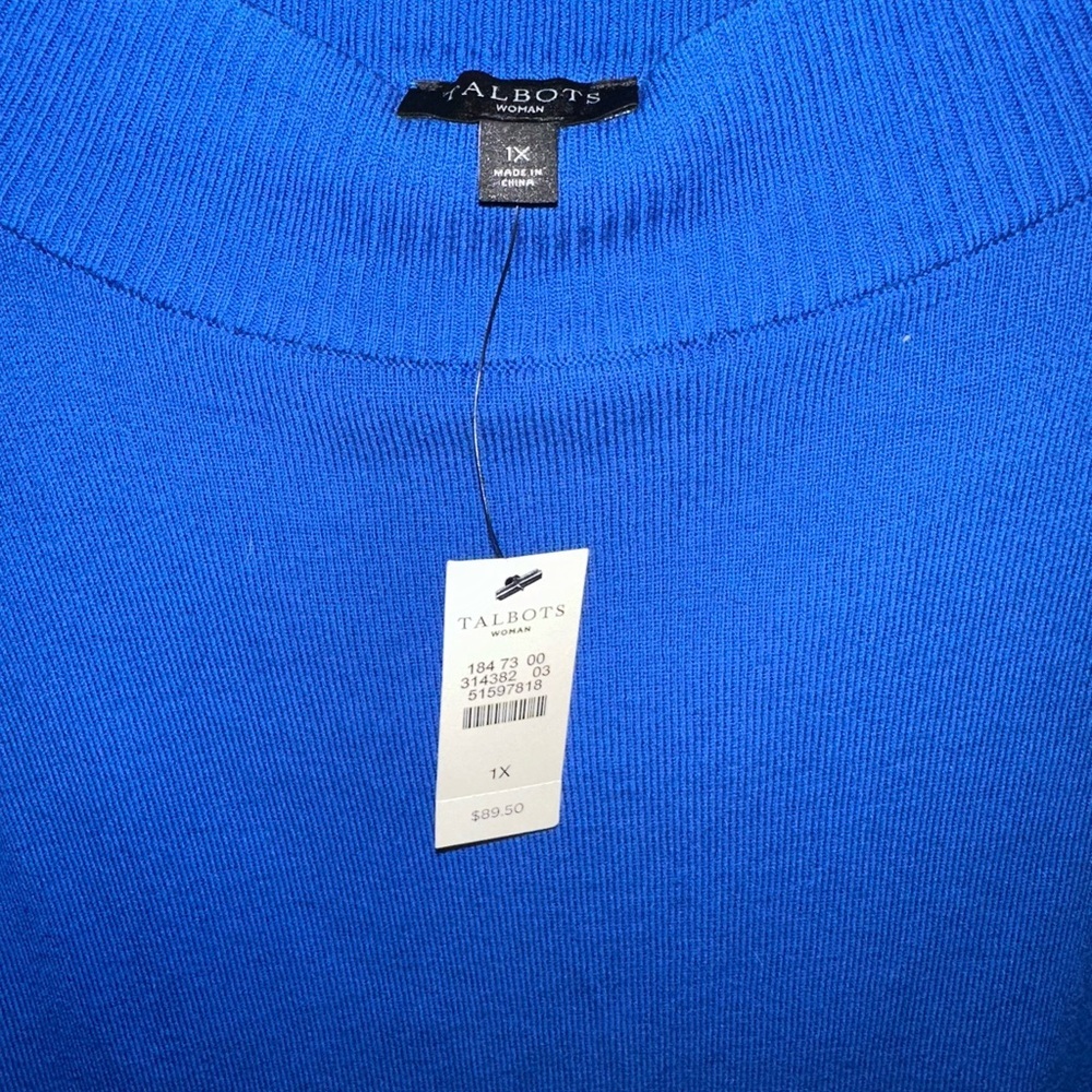 Talbots Cobalt Blue Scoop Neck Sweater - 1X - Picture 2 of 6